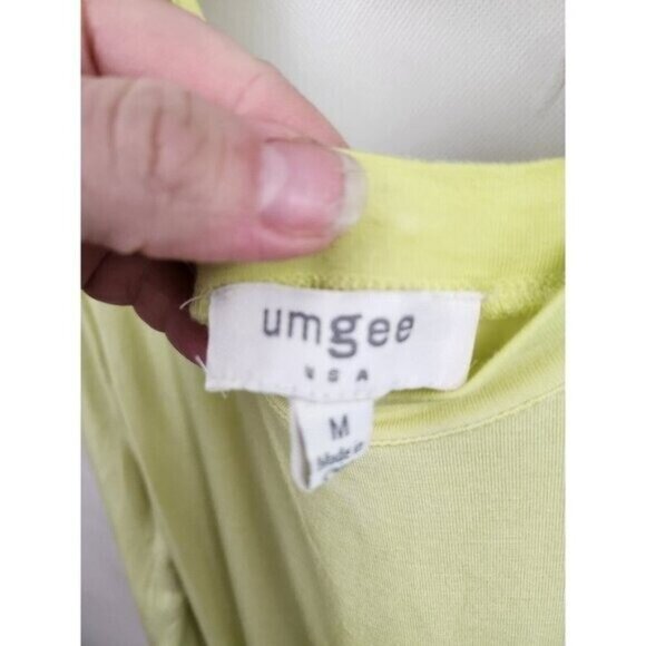 Umgee Womens BOHO Tunic Top Medium Lime Green Bell Sleeves Festival Casual - Picture 4 of 7